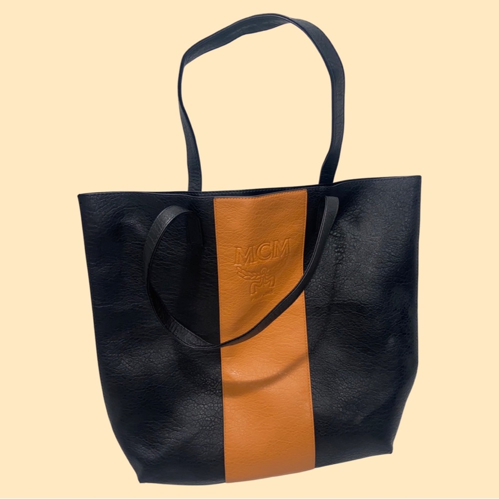 MCM Embossed Logo Stripe Tote Bag 💼
